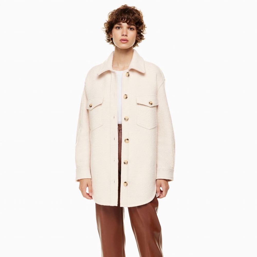Aritzia Wilfred Free Ganna Shirt Jacket in Heather Bone